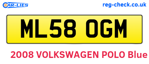 ML58OGM are the vehicle registration plates.