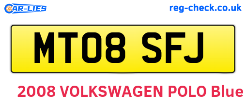 MT08SFJ are the vehicle registration plates.