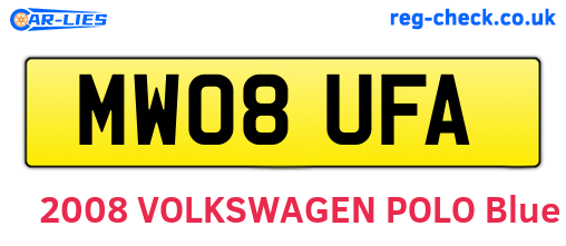 MW08UFA are the vehicle registration plates.