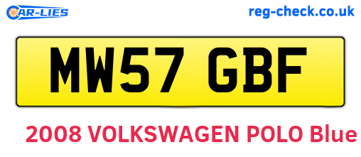 MW57GBF are the vehicle registration plates.