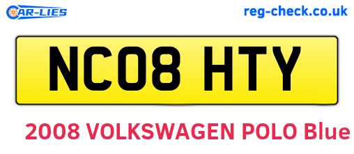 NC08HTY are the vehicle registration plates.