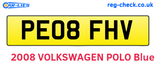 PE08FHV are the vehicle registration plates.
