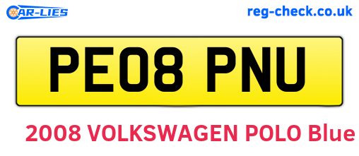 PE08PNU are the vehicle registration plates.