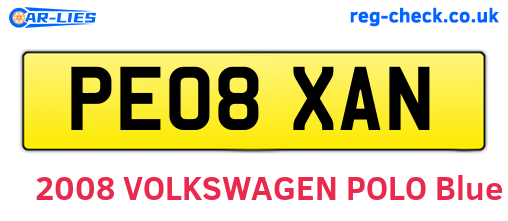 PE08XAN are the vehicle registration plates.
