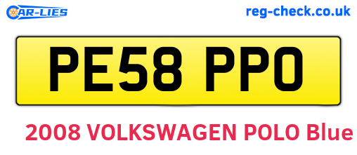 PE58PPO are the vehicle registration plates.