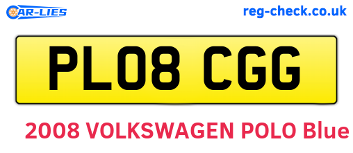 PL08CGG are the vehicle registration plates.