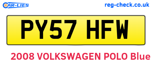 PY57HFW are the vehicle registration plates.