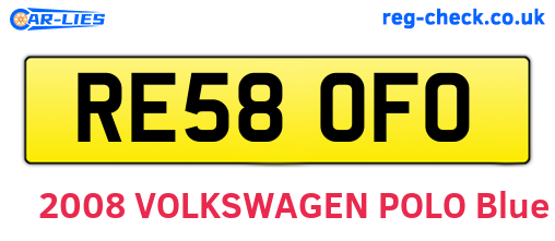 RE58OFO are the vehicle registration plates.
