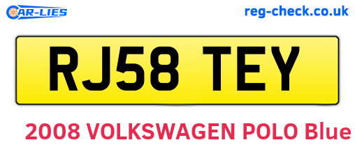 RJ58TEY are the vehicle registration plates.