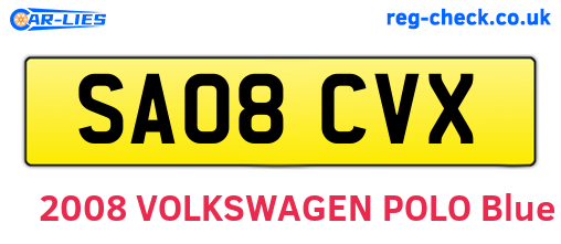 SA08CVX are the vehicle registration plates.