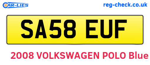 SA58EUF are the vehicle registration plates.