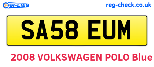 SA58EUM are the vehicle registration plates.