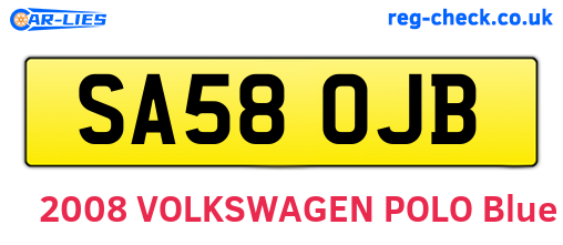 SA58OJB are the vehicle registration plates.