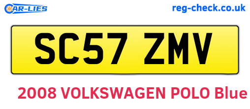 SC57ZMV are the vehicle registration plates.