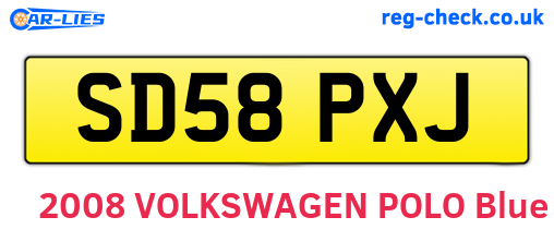 SD58PXJ are the vehicle registration plates.
