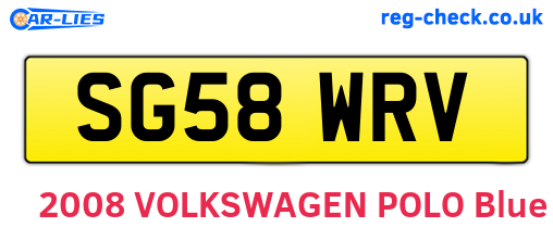 SG58WRV are the vehicle registration plates.