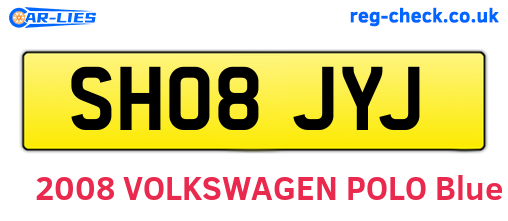 SH08JYJ are the vehicle registration plates.