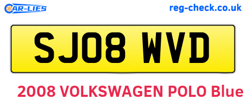 SJ08WVD are the vehicle registration plates.