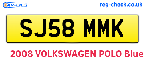 SJ58MMK are the vehicle registration plates.