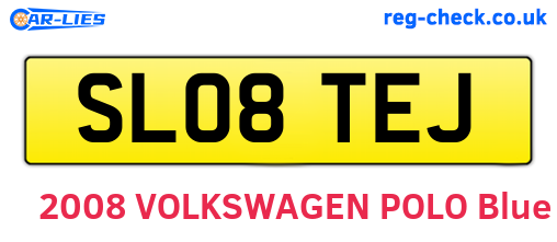 SL08TEJ are the vehicle registration plates.