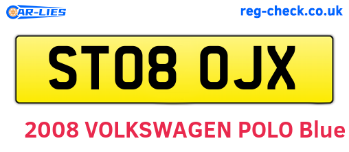 ST08OJX are the vehicle registration plates.