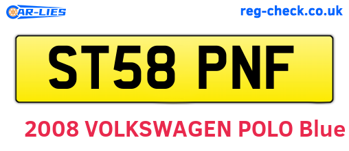 ST58PNF are the vehicle registration plates.