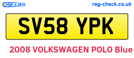 SV58YPK are the vehicle registration plates.