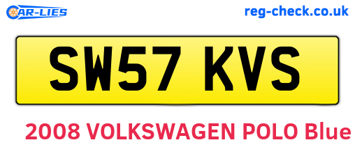 SW57KVS are the vehicle registration plates.