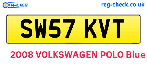 SW57KVT are the vehicle registration plates.