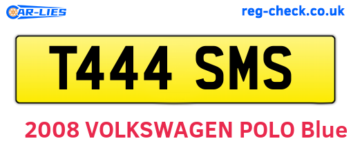 T444SMS are the vehicle registration plates.