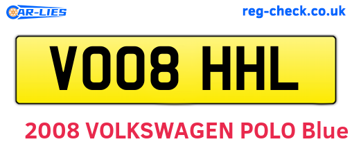VO08HHL are the vehicle registration plates.
