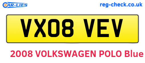 VX08VEV are the vehicle registration plates.