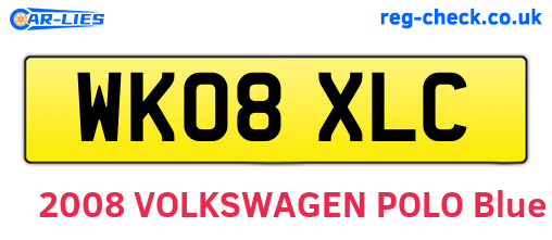 WK08XLC are the vehicle registration plates.