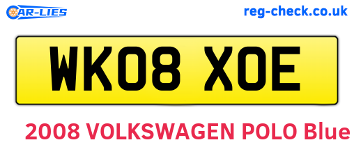 WK08XOE are the vehicle registration plates.