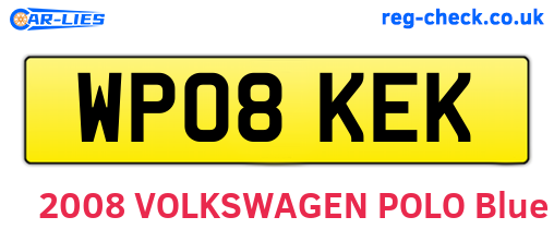 WP08KEK are the vehicle registration plates.