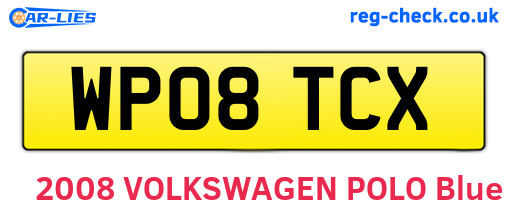 WP08TCX are the vehicle registration plates.