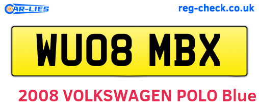 WU08MBX are the vehicle registration plates.