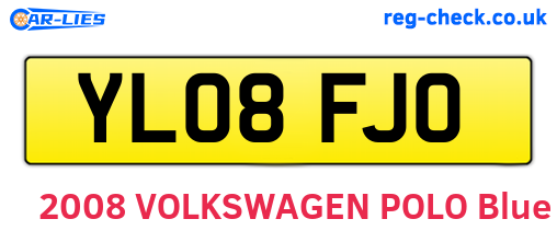 YL08FJO are the vehicle registration plates.