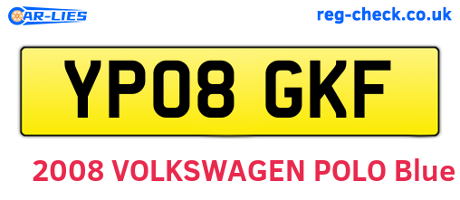 YP08GKF are the vehicle registration plates.
