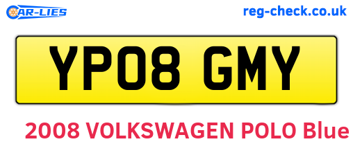 YP08GMY are the vehicle registration plates.