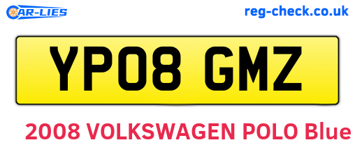 YP08GMZ are the vehicle registration plates.