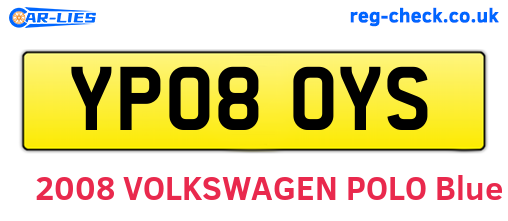 YP08OYS are the vehicle registration plates.