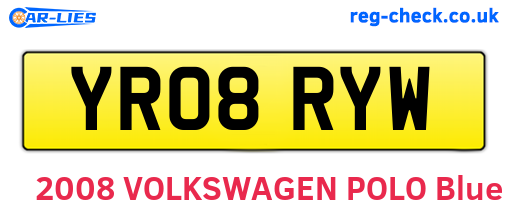 YR08RYW are the vehicle registration plates.