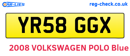 YR58GGX are the vehicle registration plates.
