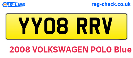 YY08RRV are the vehicle registration plates.