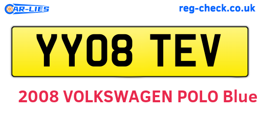 YY08TEV are the vehicle registration plates.