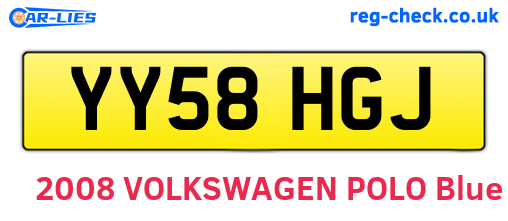 YY58HGJ are the vehicle registration plates.