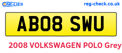 AB08SWU are the vehicle registration plates.