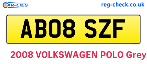 AB08SZF are the vehicle registration plates.