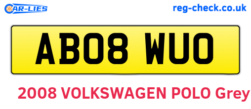 AB08WUO are the vehicle registration plates.